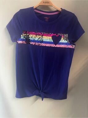 Cat & Jack Purple Short-Sleeve Tee with Rainbow Sequin Heart